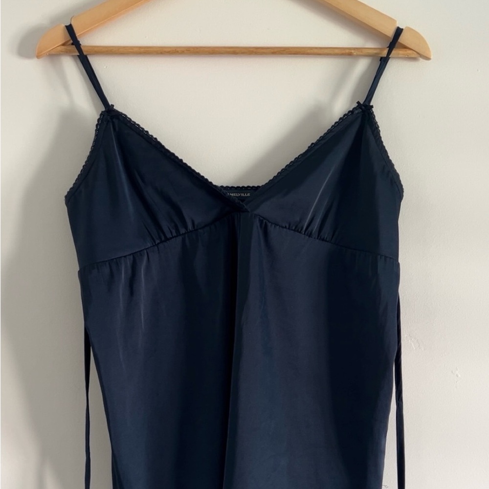 Brandy Melville Navy Blue Lace Trim Top